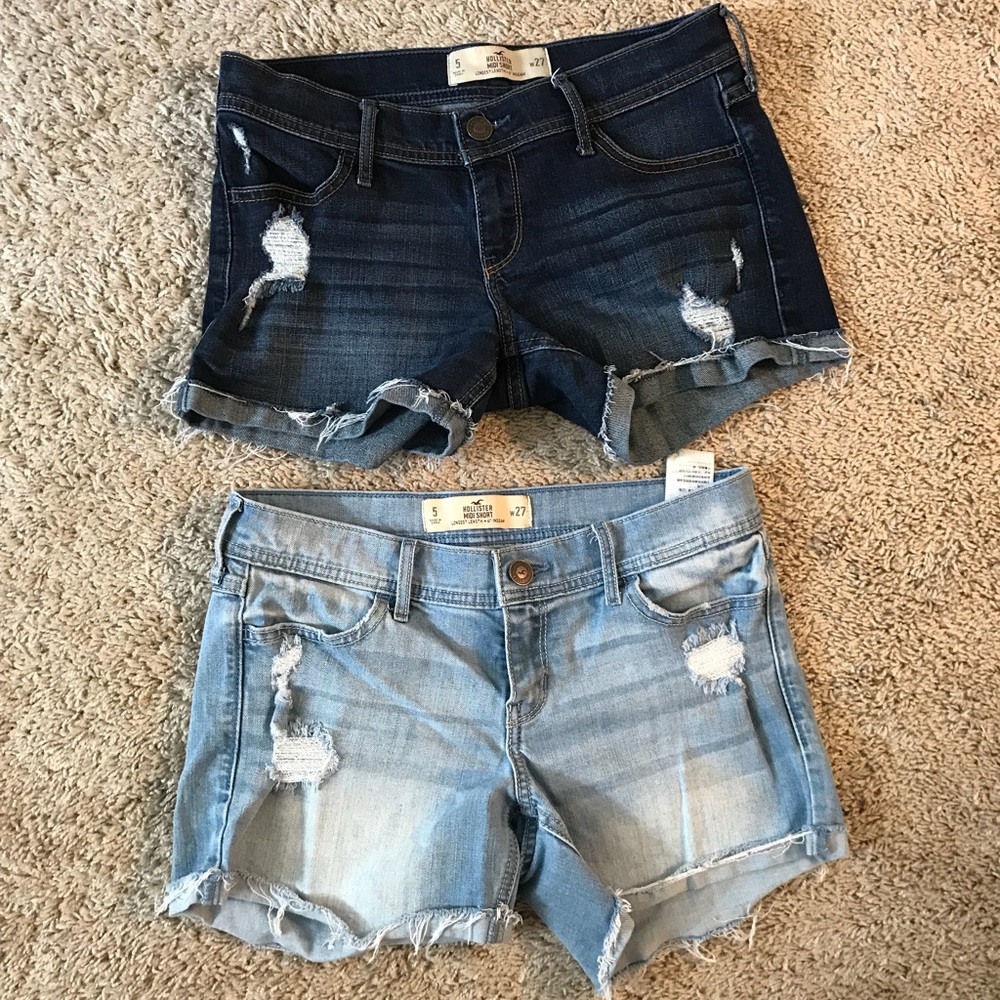 2 pair Hollister midi shorts size 5 27 waist 4”